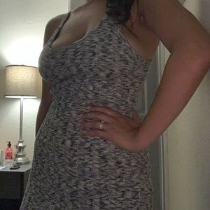 Peephole back grey dress
